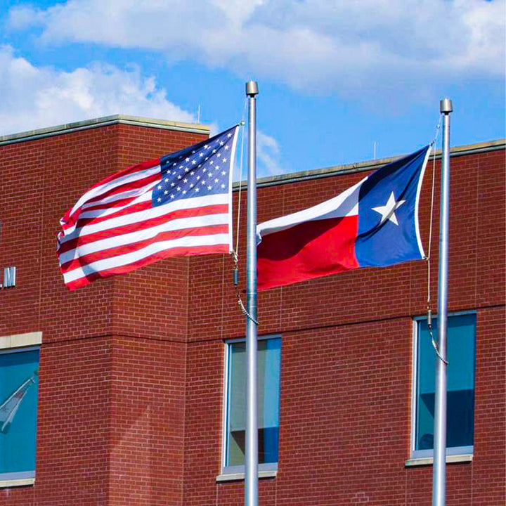 American Flag & Texas Flag waving