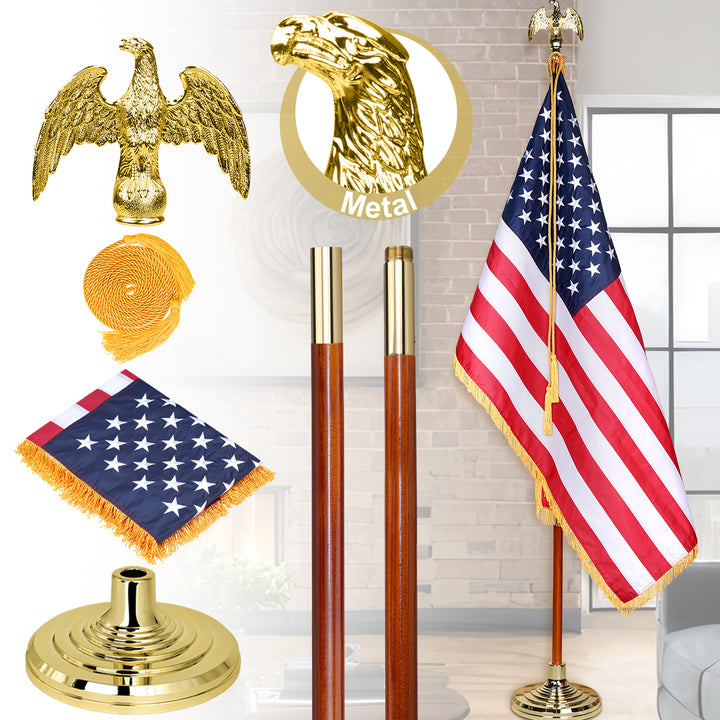 8 FT Indoor American Flag and Pole Set