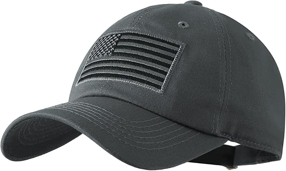 MVPRING Dark Gray American Flag Baseball Cap, Low-Profile USA Tactical ...
