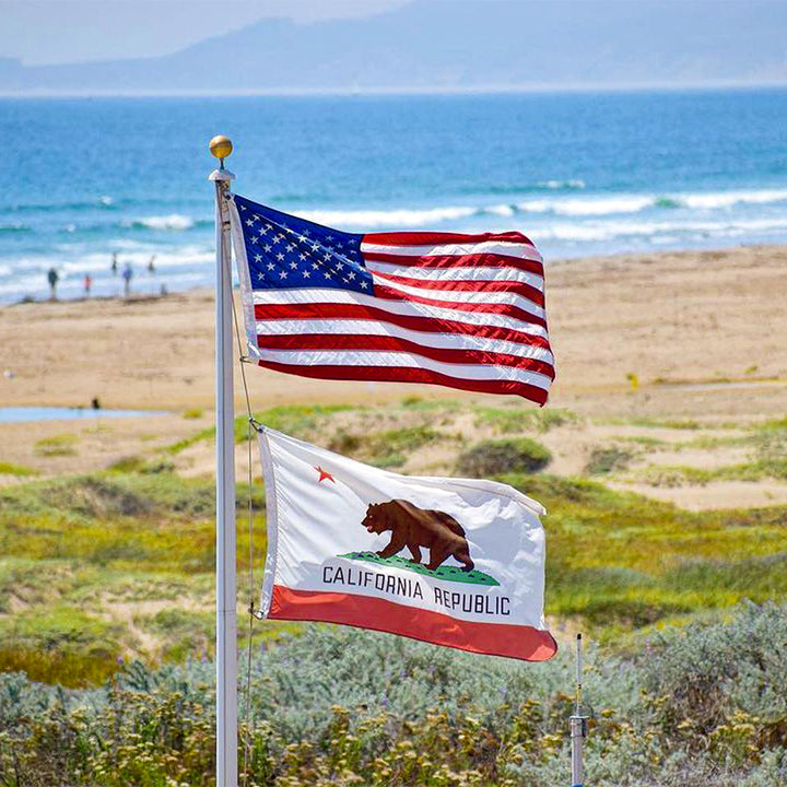 American Flag & California Flag waving