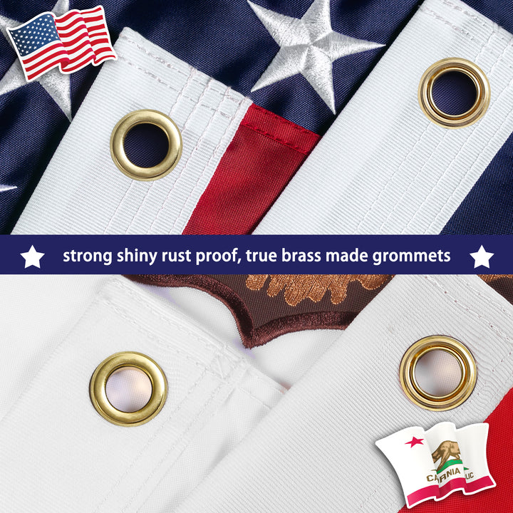 American Flag & California Flag with brassgrommets