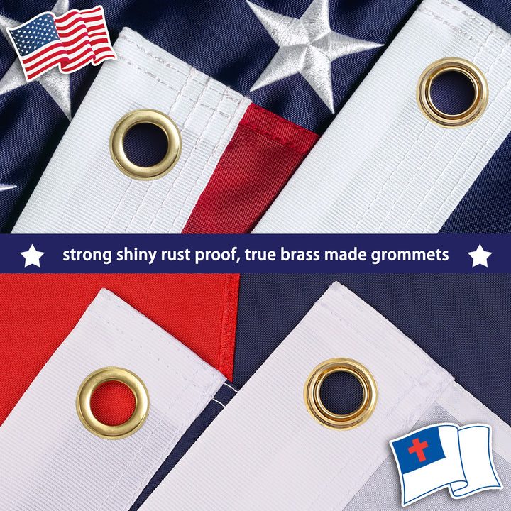 American Flag & Christian Flag with brass grommets