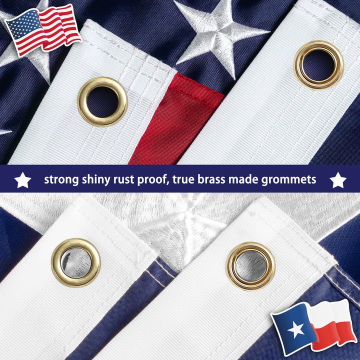 American Flag & Texas Flag with brass grommets
