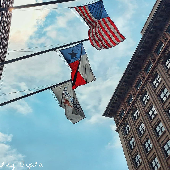 American Flag & Texas Flag hanging