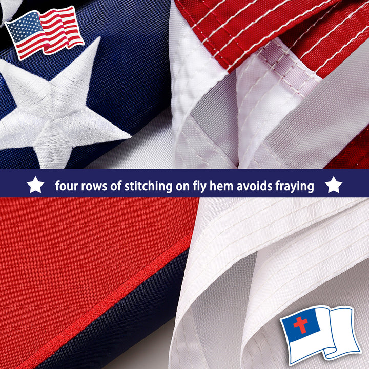 American Flag & Christian Flag four rows of stitching