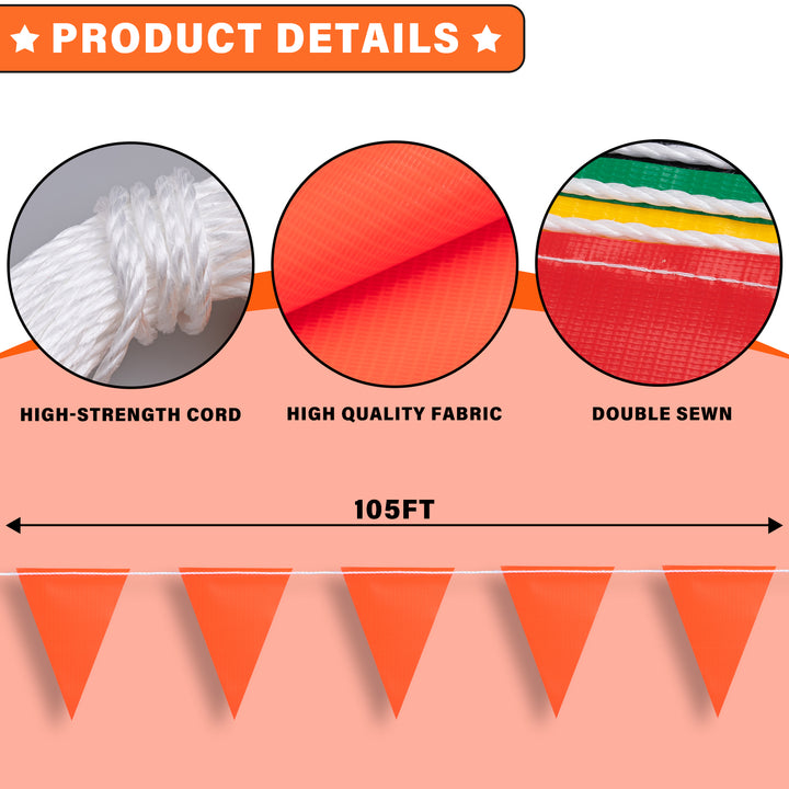 Orange Safety Flagging Banner Details