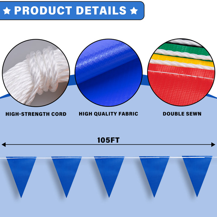 Blue Safety Flagging Banner Details