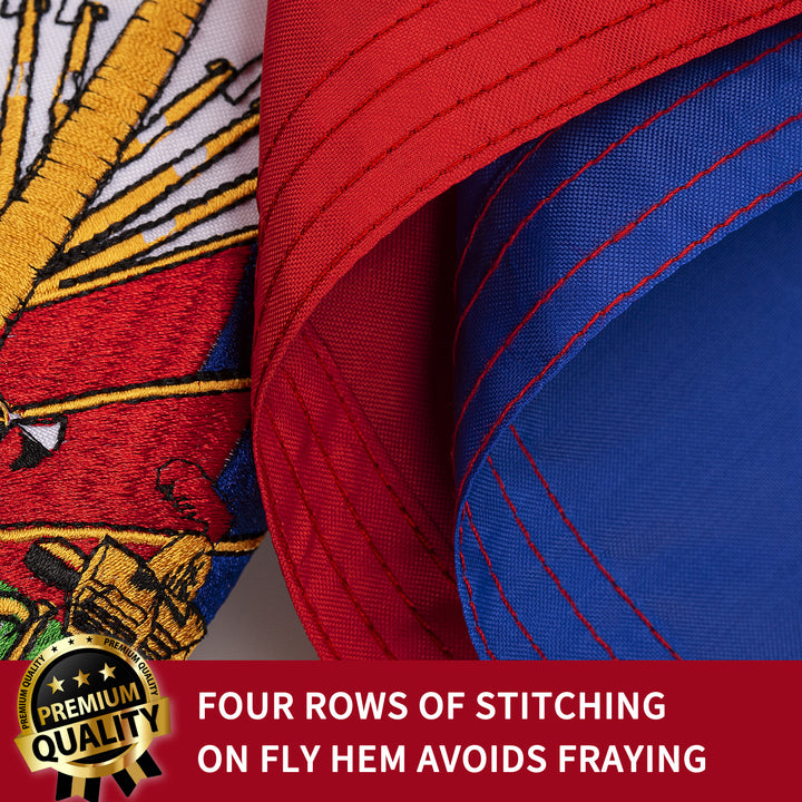 Haiti Haitian Flag with four rows of stitching