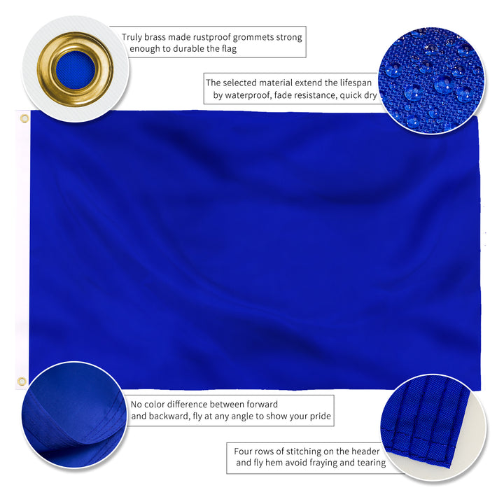 Solid Blue Flag 3x5 details