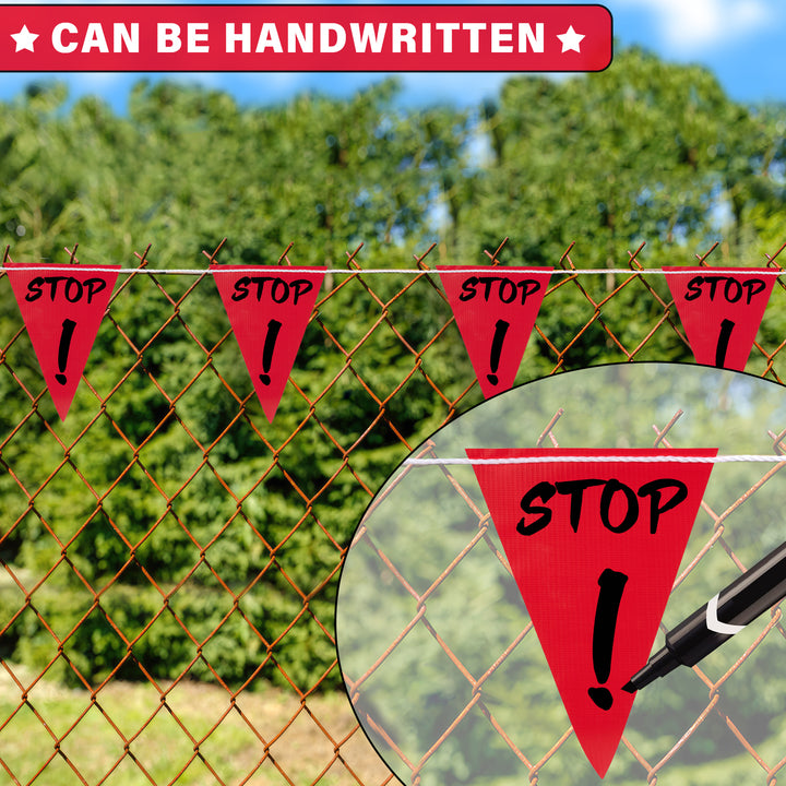 Red Safety Flagging Banner can be handwritten