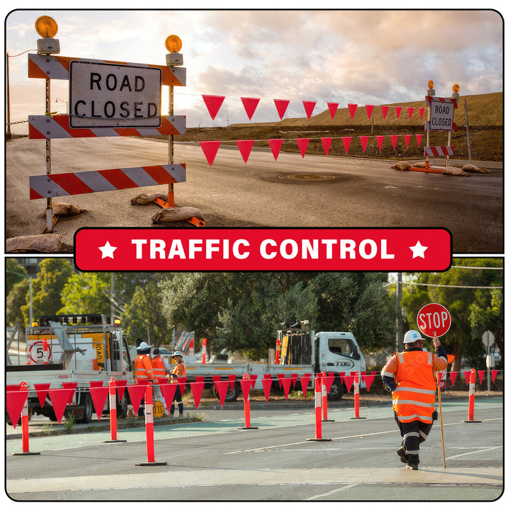 Red Safety Flagging Banner for traffic control