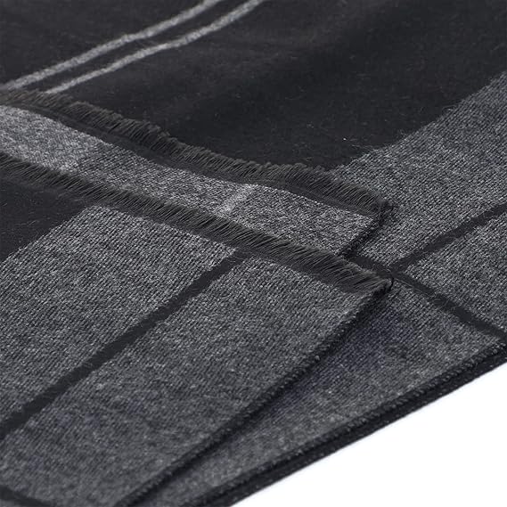 MVPRING Men's Black Winter Plaid Scarf, Soft Long Tassel Classic Warm ...