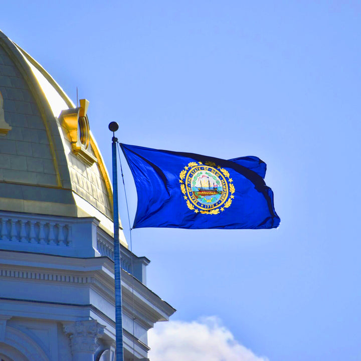 New Hampshire State Flag Waving